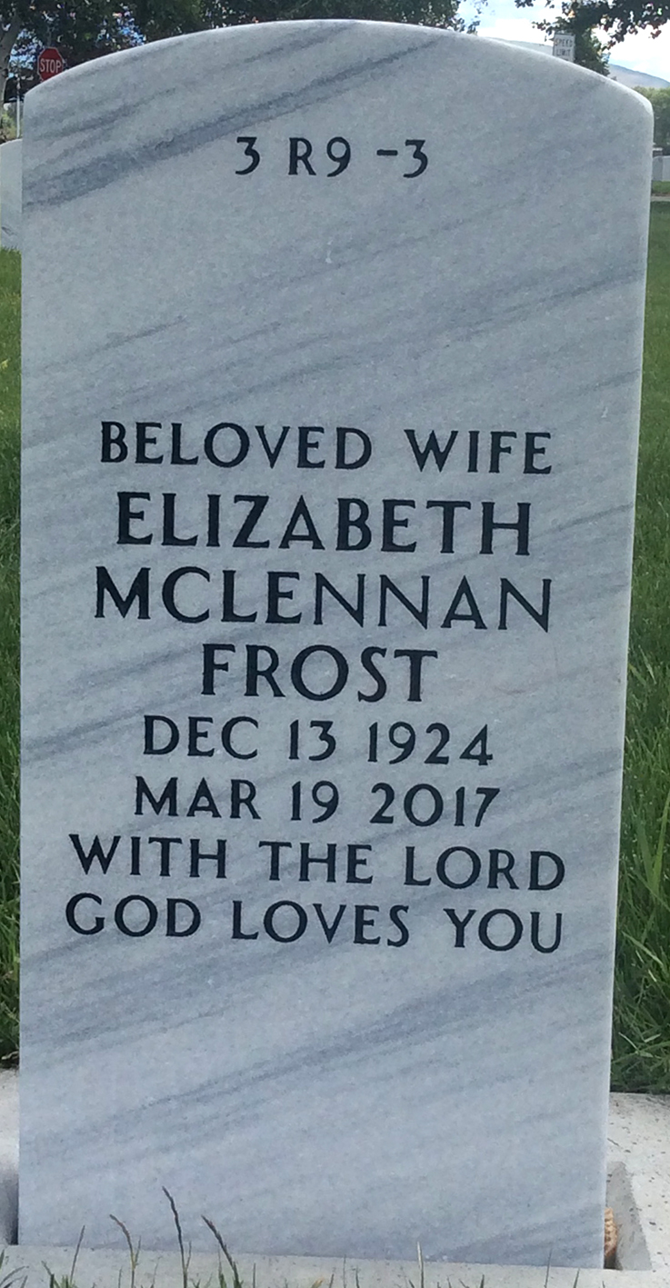 Photo of headstones/Elizabeth McLennan Frost d2017 hdstn W Montana State Veterans Cem